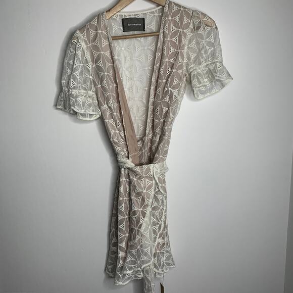 Reformation Lucas Eyelet Mini Dress Womens New Small Ivory - Picture 1 of 11